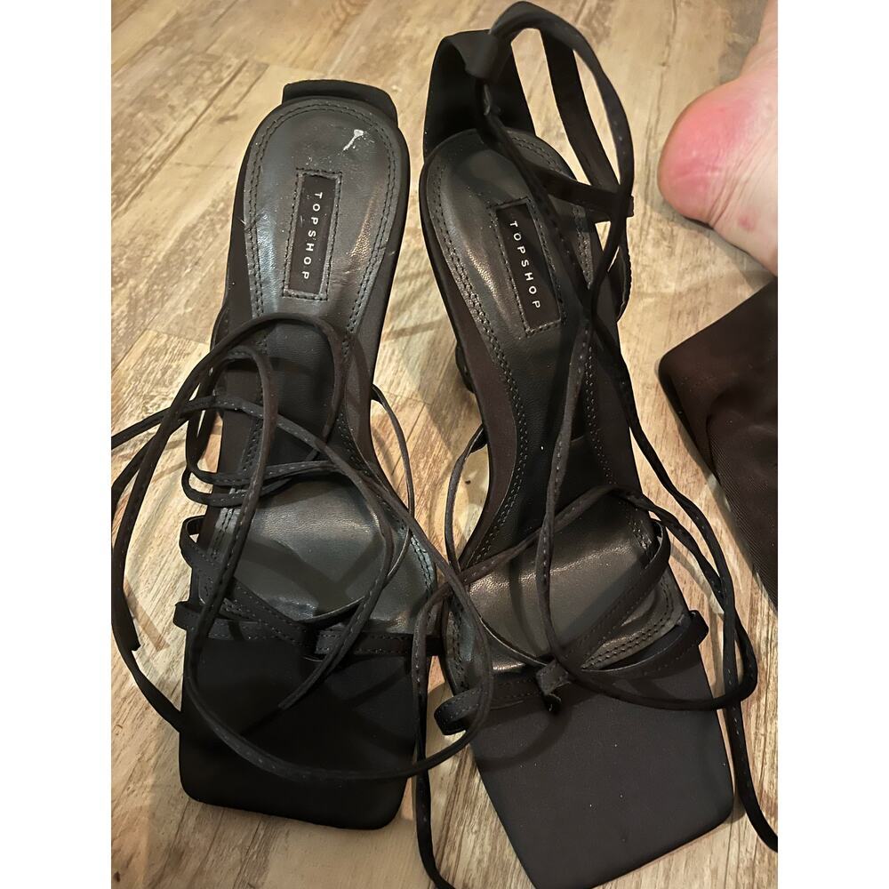 Topshop Women's Black Strappy Lace-Up Stiletto Heels Size 9